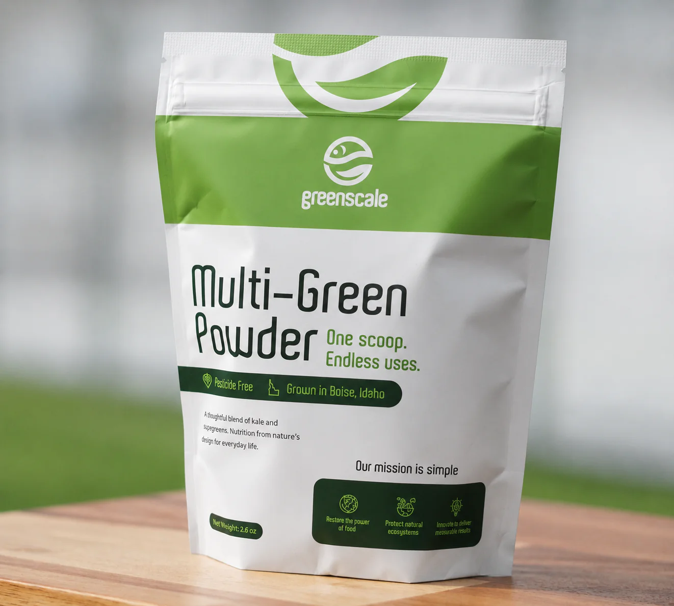 Greenscale Multi-Green Powder stand-up pouch