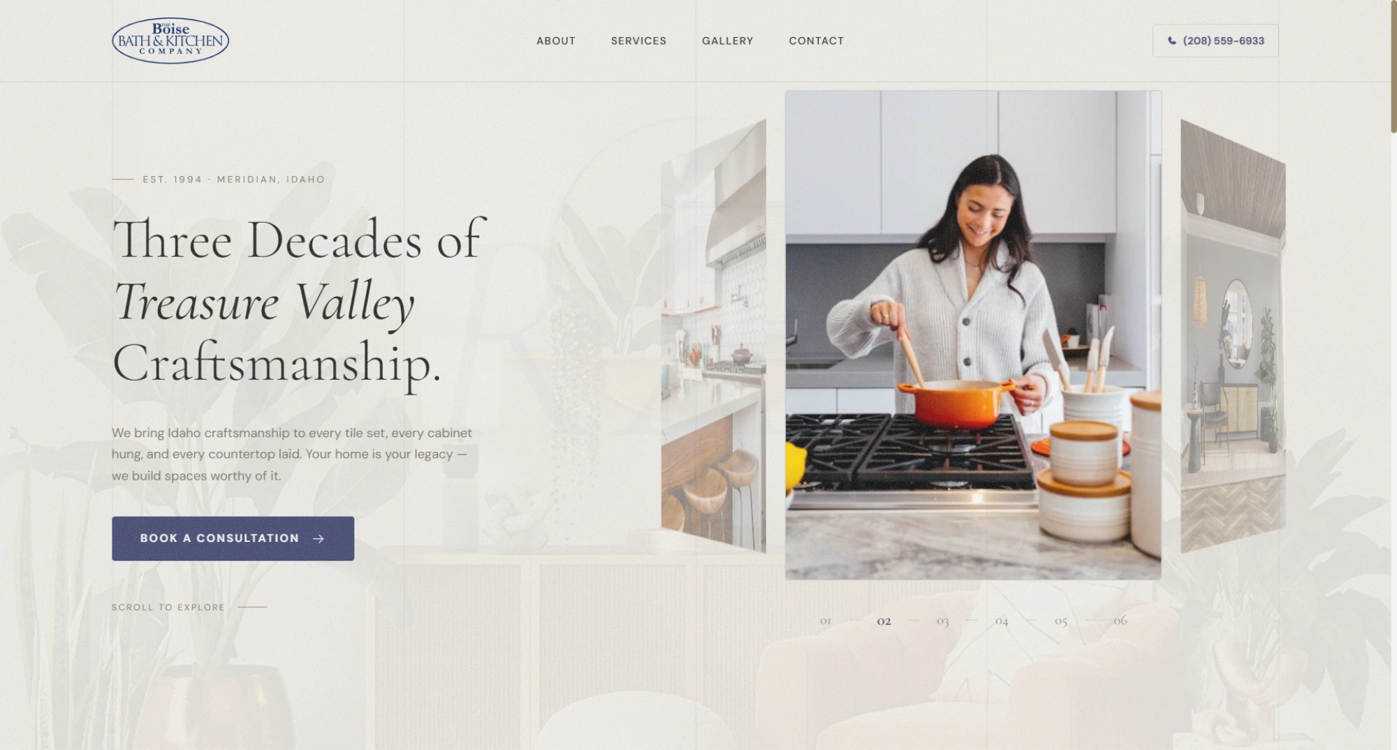 The Boise Bath & Kitchen Company website homepage hero