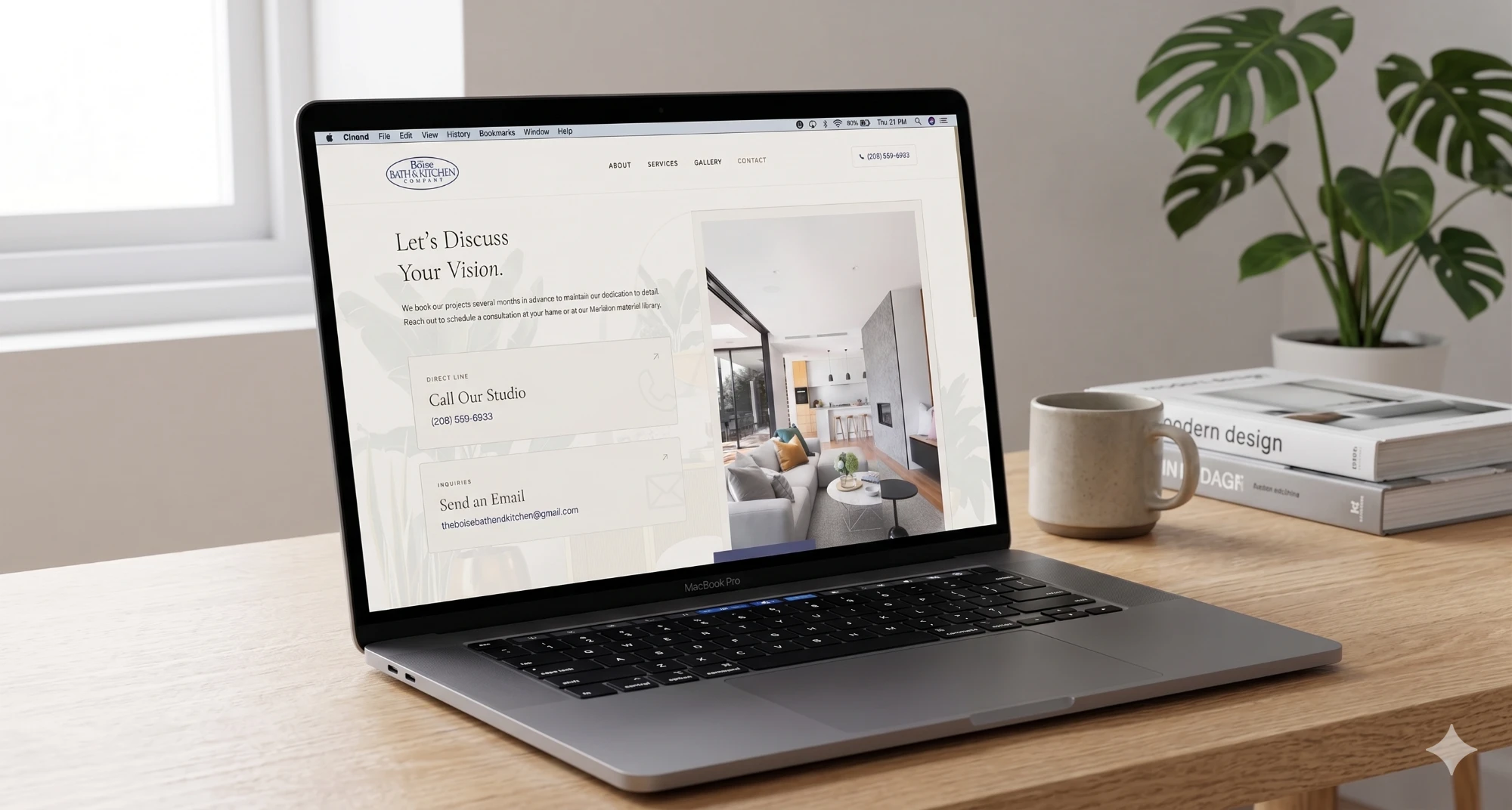 The Boise Bath & Kitchen Company website shown on a MacBook